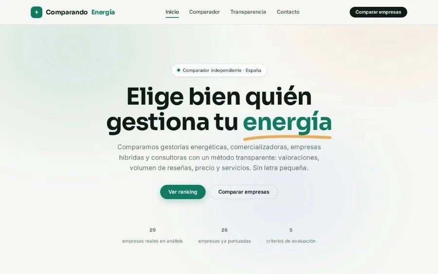 Web de Comparando Energía